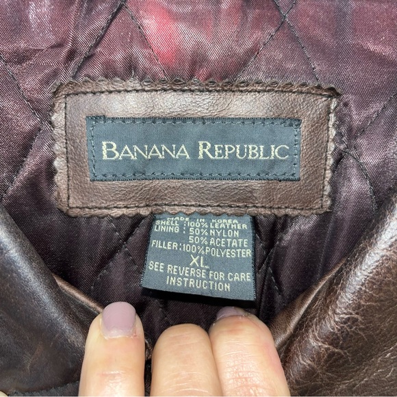 Banana Republic Brown Leather Jacket XL - Picture 3 of 9